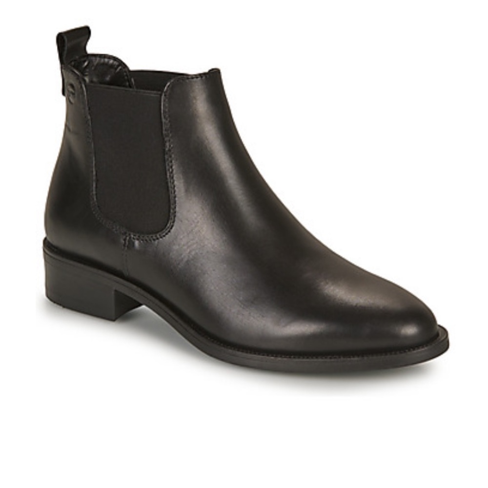 Tamaris Black Leather Ankle Boots Women's Size 7 EU 36
